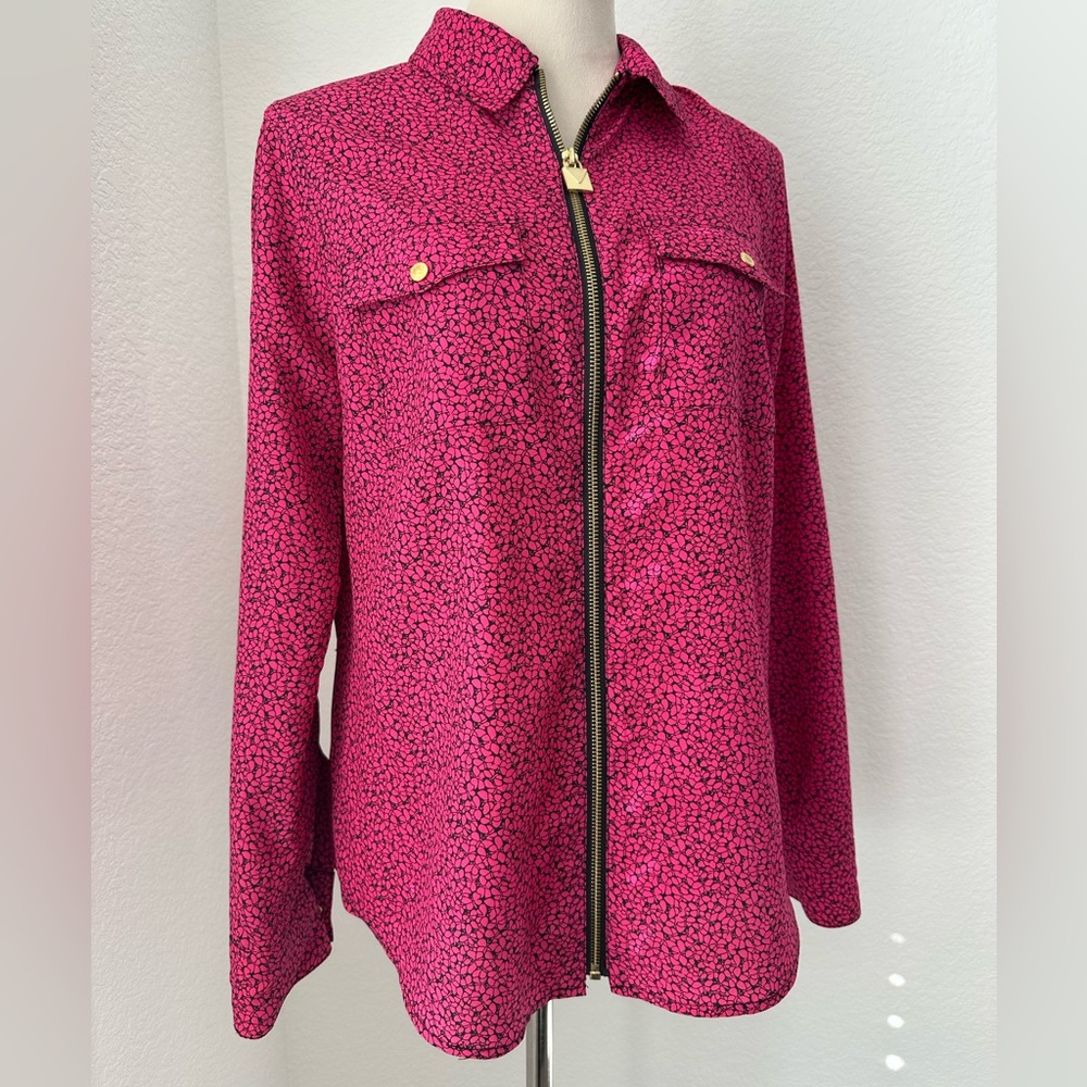 Michael Kors Pink and Black Zip-Up with Gold Lock
